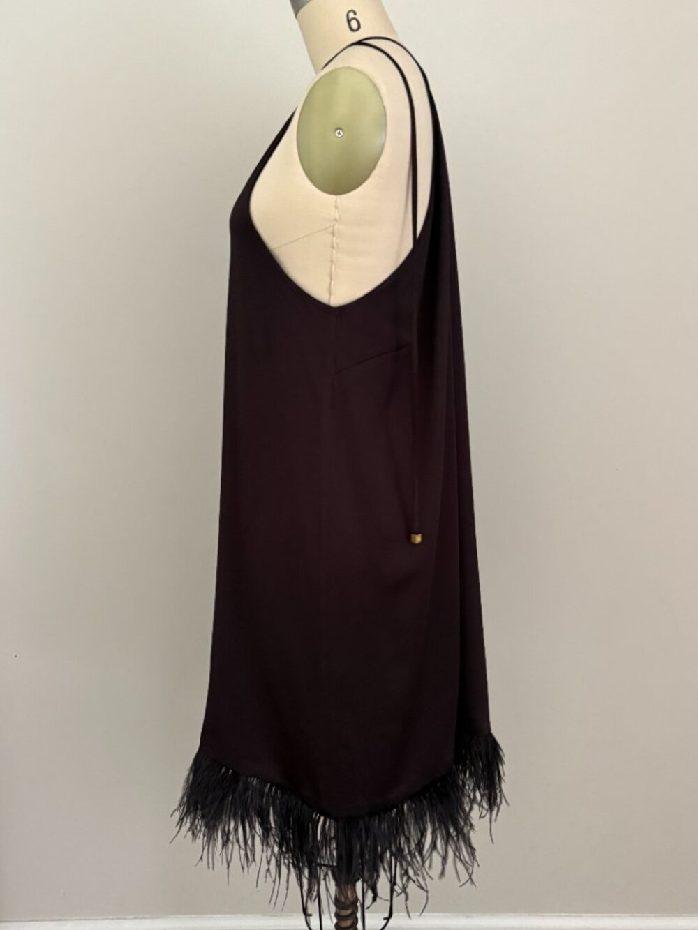 Michael Kors Black Feather Hem Halter Neck Cocktail Dress Y2K Evening Chic L - Picture 2 of 9